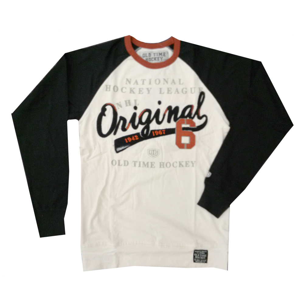 Old Time Hockey NHL Original Six Togger Long Sleeve Raglan T-Shirt -  Orange/Ash
